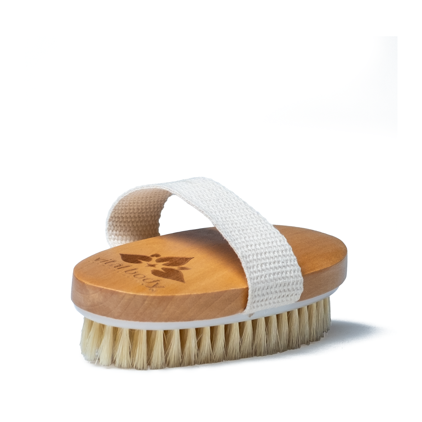 Wooden brush with white handle on a white background