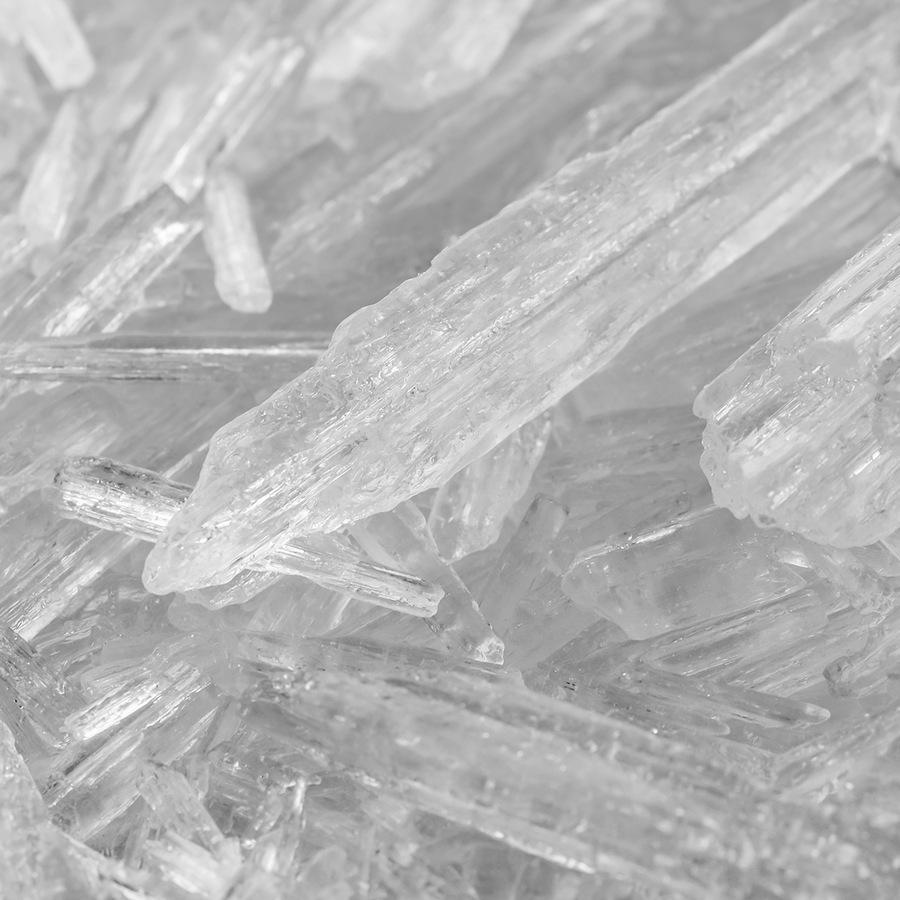 Close-up of crystalline structures in a gray scale