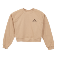 Beige sweatshirt with 'vital body' logo on a white background