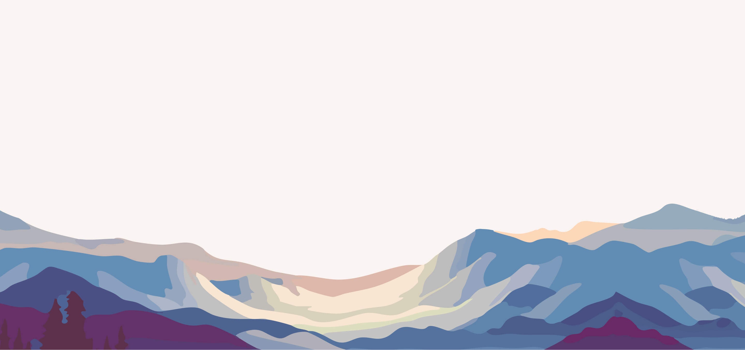 Colorful mountain range illustration on a white background